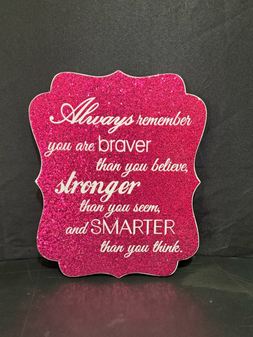 Inspirational Glitter Wall Plaque - Hot Pink